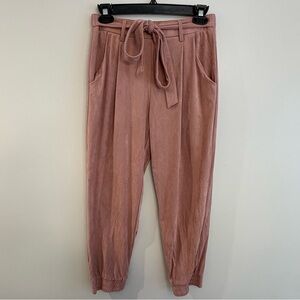 Mi Ami Women’s Dusty Rose Tie Waist Paper Bag Jogger Dress Pants Cuffed Size M